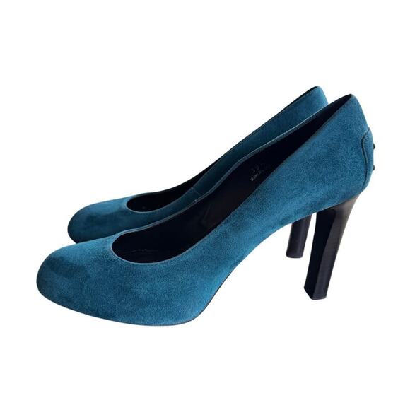 Tod's Blue Suede Platform Pumps w/ Rubber Pebbles Size 39.5/ US 9.5 - Picture 3 of 9
